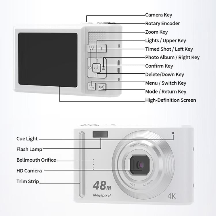 DC03H 2.4-Inch 16X Digital Zoom Electronic Image Stabilization 4K HD Digital Camera DC03H 2.4-Inch 16X Digital Zoom Electronic Image Stabilization 4K HD Digital Camera